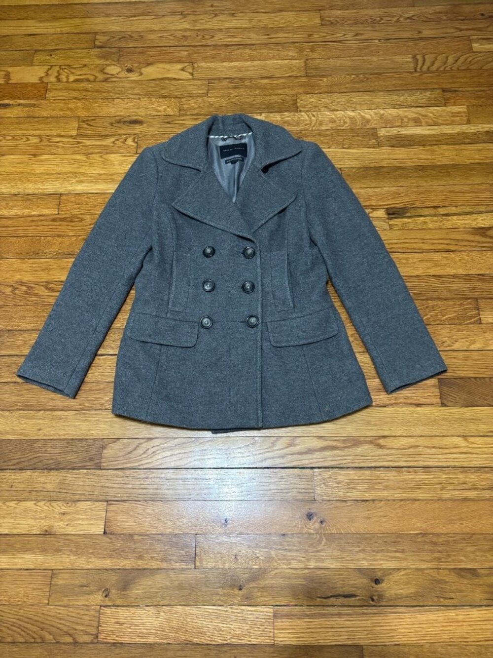 Banana Republic Womens Peacoat Size Small Gray Wool Blend Double Breasted Preppy